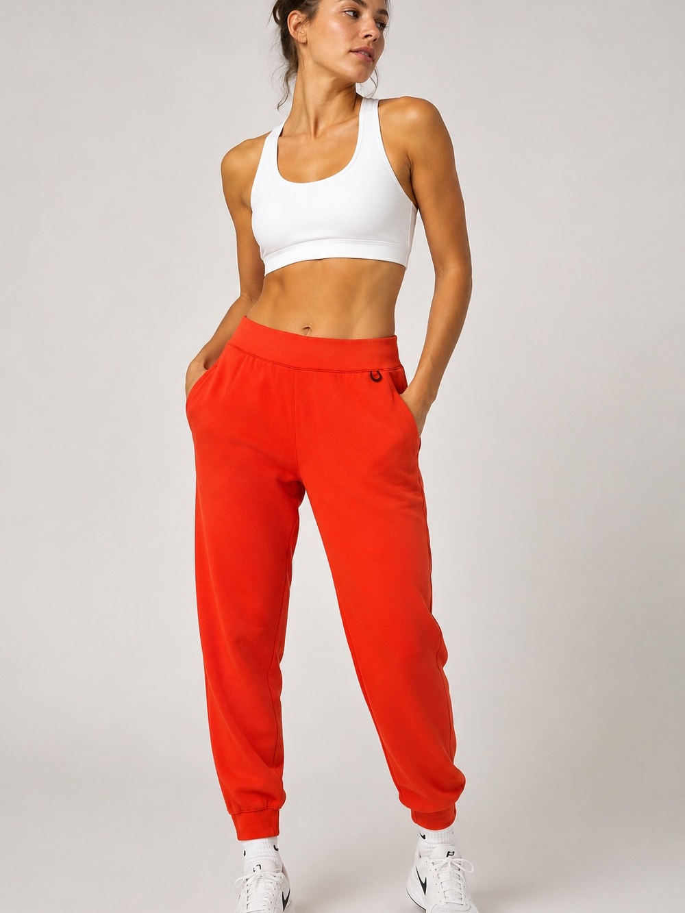 NWT Nike ImpossiblySoft Dri-FIT Mid Rise Ankle Joggers Red-Orange Women’s Large
